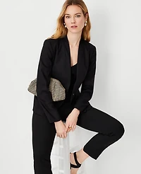 Ann Taylor The Petite Cutaway Blazer in Linen Blend Size 4 Black Women's