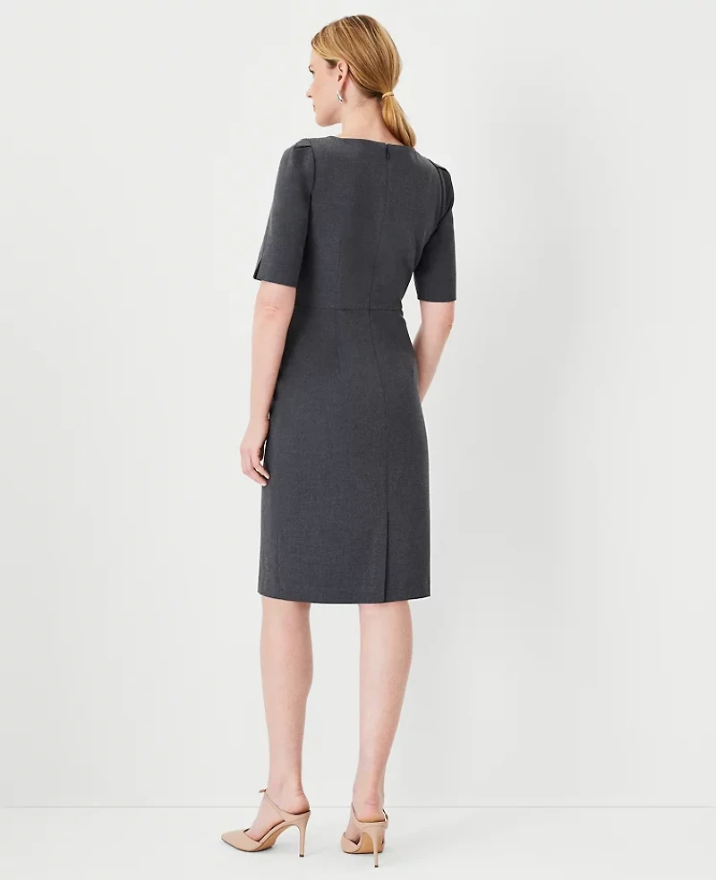 Ann Taylor The Petite Elbow Sleeve Square Neck Dress Seasonless Stretch Women's