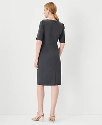 Ann Taylor The Petite Elbow Sleeve Square Neck Dress Seasonless Stretch Women's