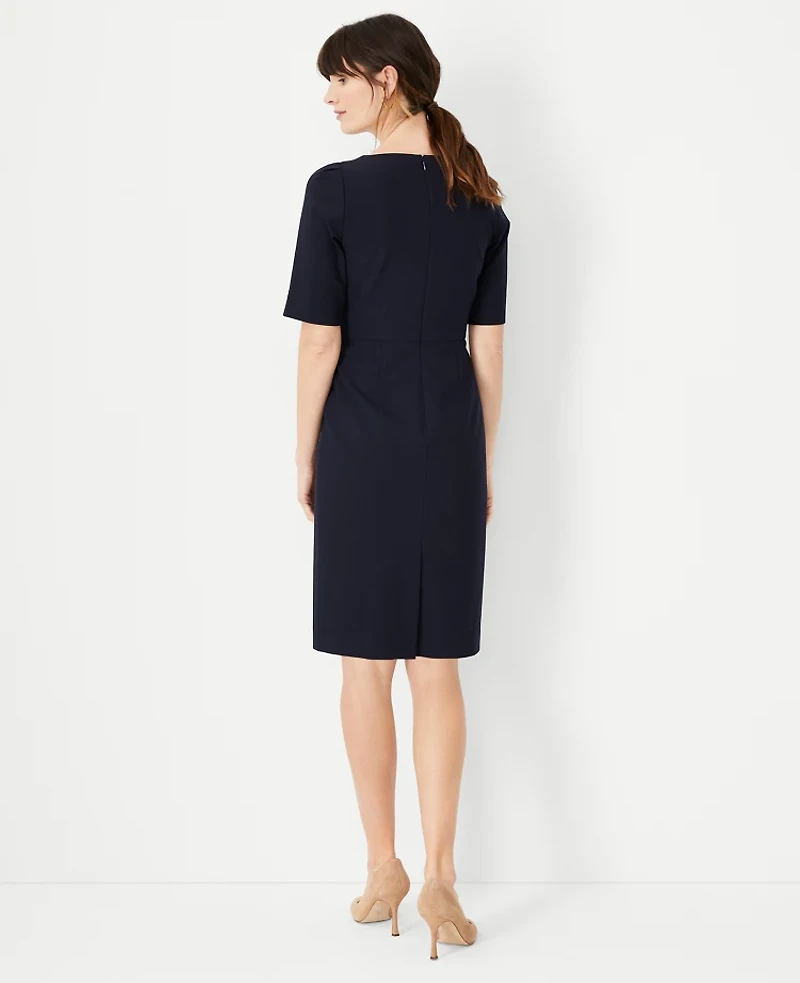 Ann Taylor The Petite Elbow Sleeve Square Neck Dress Seasonless Stretch Women's