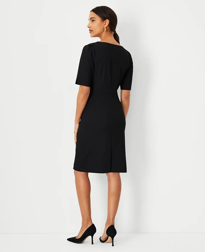 Ann Taylor The Petite Elbow Sleeve Square Neck Dress Seasonless Stretch Women's