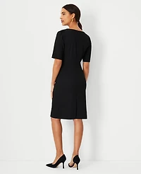 Ann Taylor The Petite Elbow Sleeve Square Neck Dress Seasonless Stretch Women's