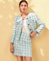 Ann Taylor Petite Plaid A-Line Skirt Size 6 Aqua Pop Women's