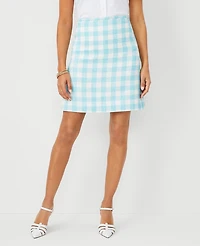 Ann Taylor Petite Plaid A-Line Skirt Size 6 Aqua Pop Women's