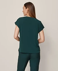 Ann Taylor Petite Mixed Media Pleat Front Top Women's
