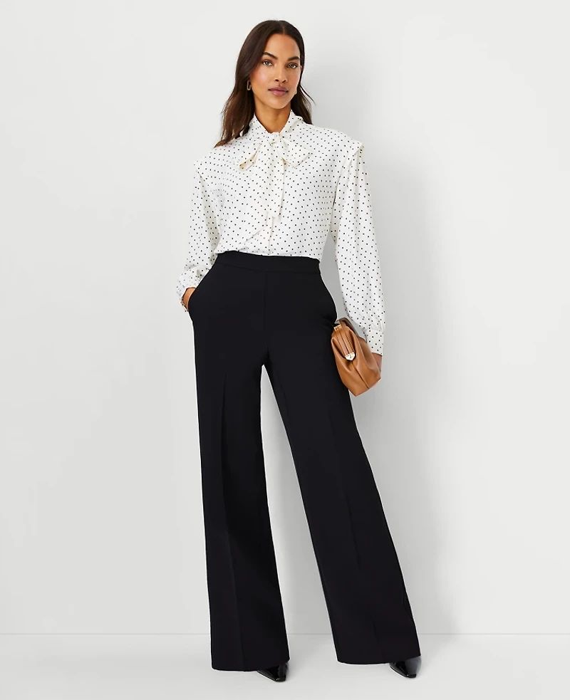 Ann Taylor The Wide Leg Pant Fluid Crepe Black Women's