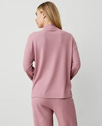 Ann Taylor Mock Neck Waffle Lounge Pullover Size XS Foxglove Women's
