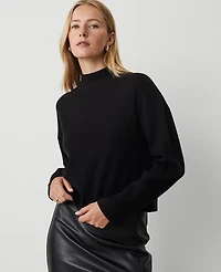 Ann Taylor Mock Neck Ribbed Sweater Size XL Black Women's