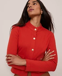 Ann Taylor Mock Neck Knit Jacket Amaretto Women's