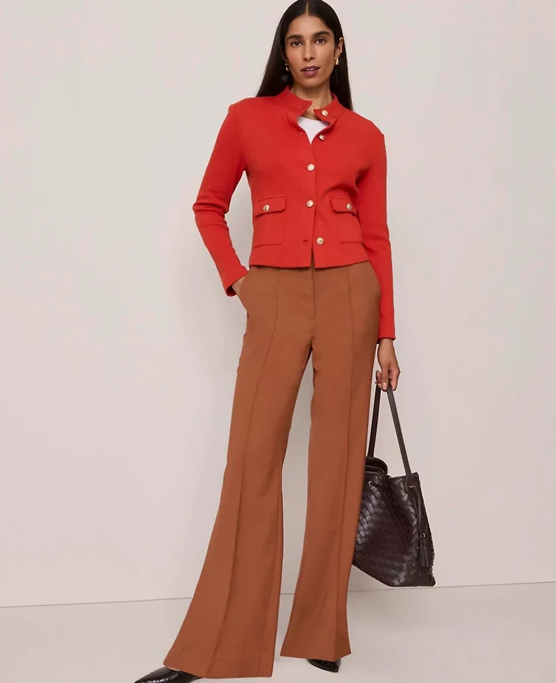 Ann Taylor Mock Neck Knit Jacket Amaretto Women's