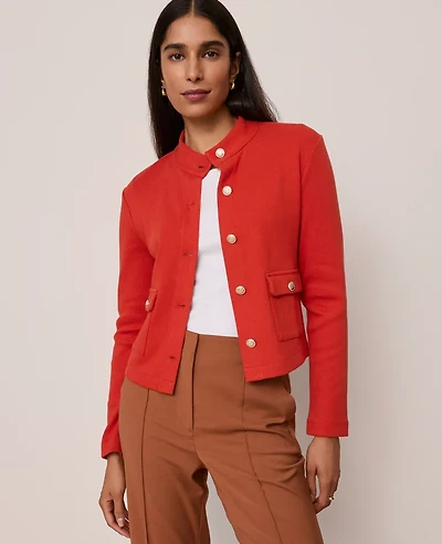 Ann Taylor Mock Neck Knit Jacket Amaretto Women's