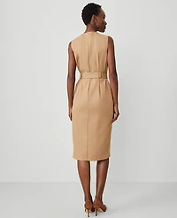 Ann Taylor The Petite Wrap Sheath Dress in Seasonless Stretch Size 2 Perfect Camel Women's
