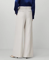 Ann Taylor The Petite Belted Pleated Wide-Leg Pant Size 4 Pale Sand Heather Women's