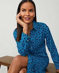 Ann Taylor Floral Column Midi Dress Size 2 Gulf Blue Women's
