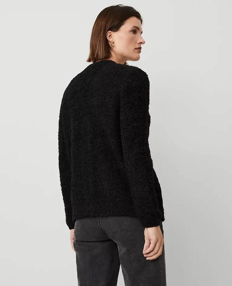 Ann Taylor Boucle Boyfriend Cardigan Size Small Black Women's