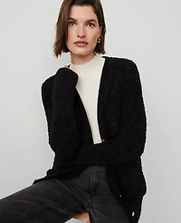 Ann Taylor Boucle Boyfriend Cardigan Size Small Black Women's