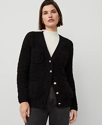 Ann Taylor Boucle Boyfriend Cardigan Size Small Black Women's