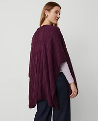 Ann Taylor Cable Stitch Open Front Poncho Plum Rose Women's