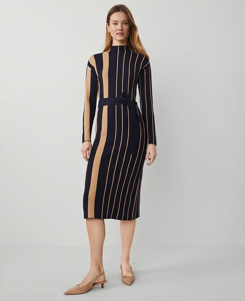 Ann Taylor Striped Sweater Dress Size XS Navy Multi Women's