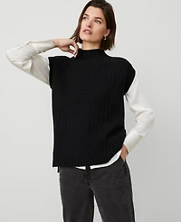 Ann Taylor Cashmere Geo Stitch Vest Black Women's