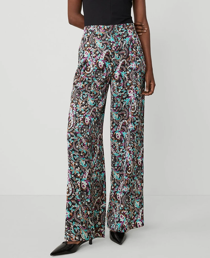 Ann Taylor The Petite Pleated Wide Leg Pant Black Women's