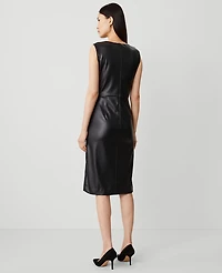 Ann Taylor Petite Faux Leather Sheath Dress Black Women's