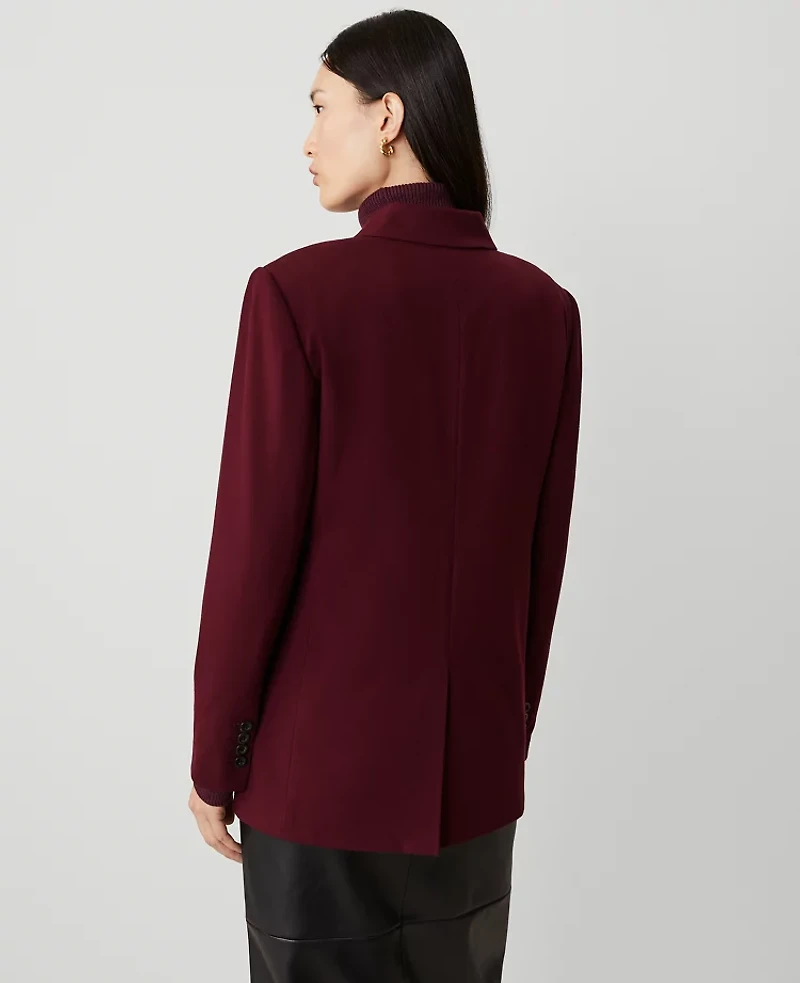 Ann Taylor Petite Flannel Heather Notch Collar Blazer Size 00 Mauve Rose Women's