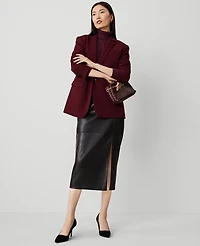 Ann Taylor Petite Flannel Heather Notch Collar Blazer Size 00 Mauve Rose Women's