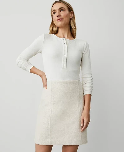 Ann Taylor Weekend Collection Crew Neck Henley Winter White Women's