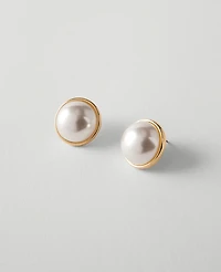 Ann Taylor Pearlized Circle Stud Earrings Ivory Women's