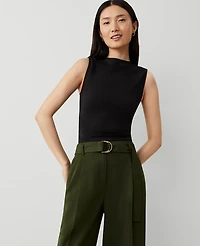 Ann Taylor Seamless Mock Neck Tank Top Size XS/S Black Women's