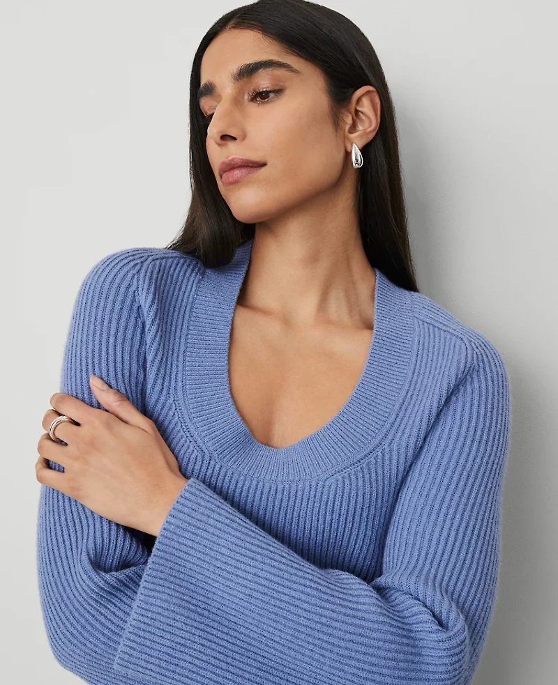 Ann Taylor Ribbed Scoop Neck Sweater Women's