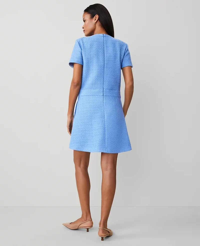 Ann Taylor Tweed Flare Dress Size 6 Clear Skies Women's