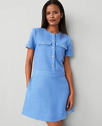 Ann Taylor Tweed Flare Dress Size 6 Clear Skies Women's