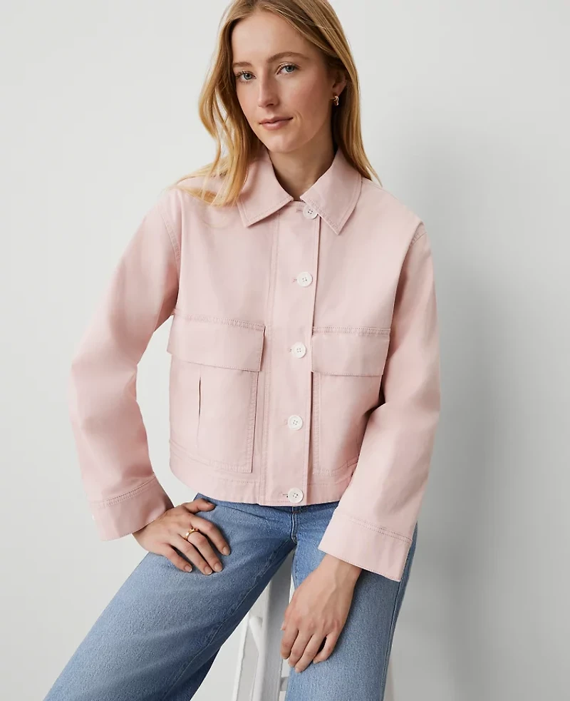 Ann Taylor Weekend Collection Shirt Jacket Berry Mousse Women's