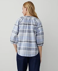 Ann Taylor Weekend Collection Shirred Popover Top Night Sky Women's