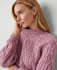 Ann Taylor Petite Cable Bell Sleeve Sweater Size Large Clean Lilac Women's