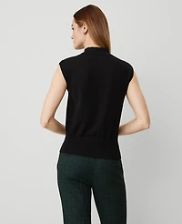 Ann Taylor Petite Essential Mock Neck Wedge Shell Top Size 2XS Black Women's