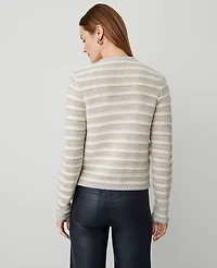 Ann Taylor Petite Lurex Tweed Jacket Size 2XS Ivory/Gold Multi Women's