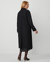 Ann Taylor Petite Double Breasted Dolman Sleeve Coat Size Large Black Women's