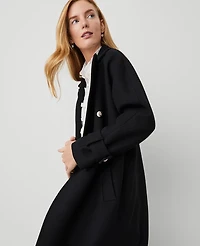 Ann Taylor Petite Double Breasted Dolman Sleeve Coat Size Large Black Women's