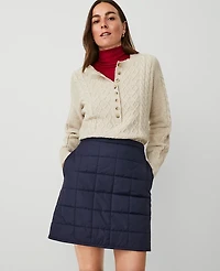 Ann Taylor Petite Weekend Collection Quilted A-Line Skirt Night Sky Women's