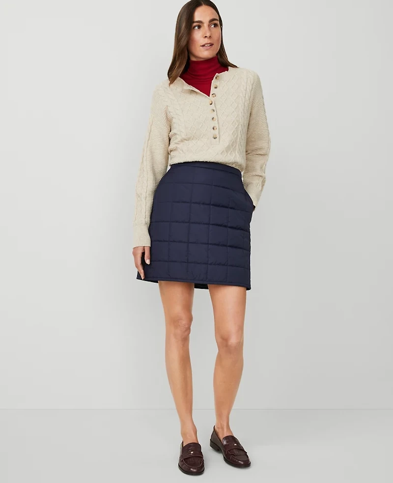 Ann Taylor Petite Weekend Collection Quilted A-Line Skirt Night Sky Women's