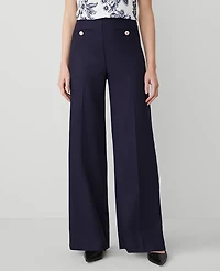 Ann Taylor The Button Trim Sailor Wide-Leg Pant Size 8 Night Sky Women's
