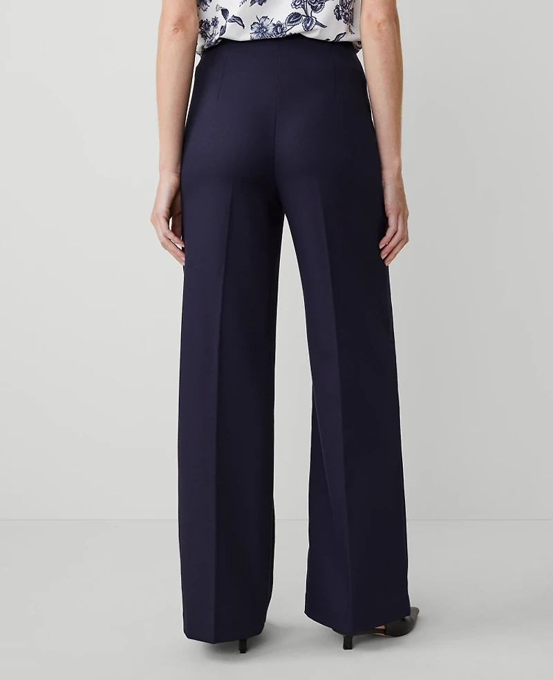 Ann Taylor The Button Trim Sailor Wide-Leg Pant Size 8 Night Sky Women's