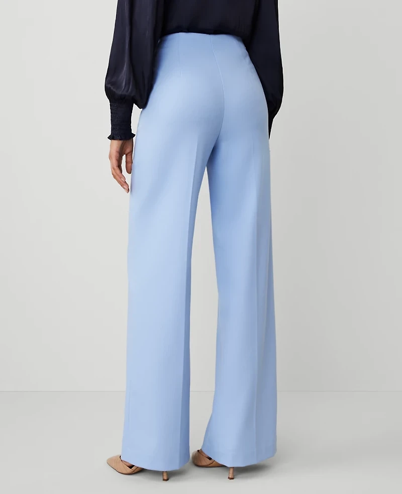 Ann Taylor The Button Trim Sailor Wide-Leg Pant Size 4 Larimar Blue Women's