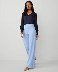 Ann Taylor The Button Trim Sailor Wide-Leg Pant Size 4 Larimar Blue Women's