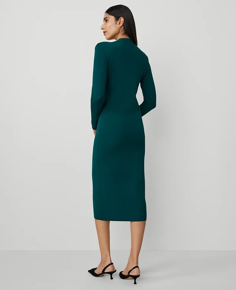 Ann Taylor Petite Button Front V-Neck Sweater Dress Size Small Rainforest Women's