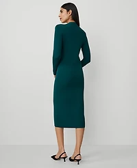 Ann Taylor Petite Button Front V-Neck Sweater Dress Size Small Rainforest Women's