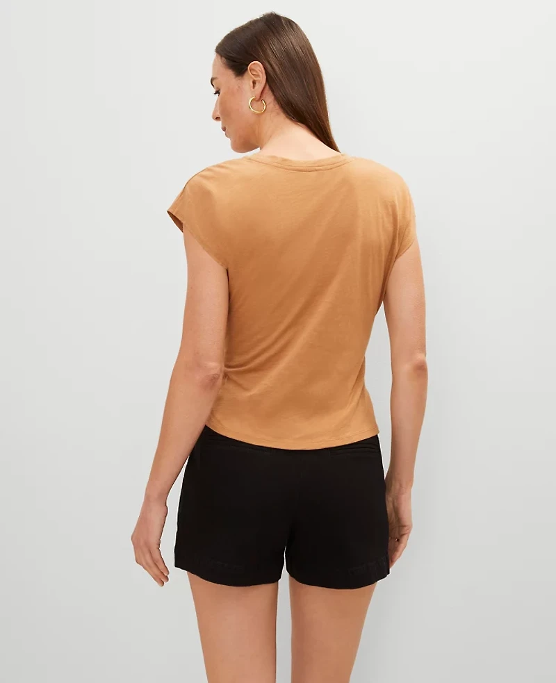 Ann Taylor Tie Waist T-Shirt Size Small Pecan Women's